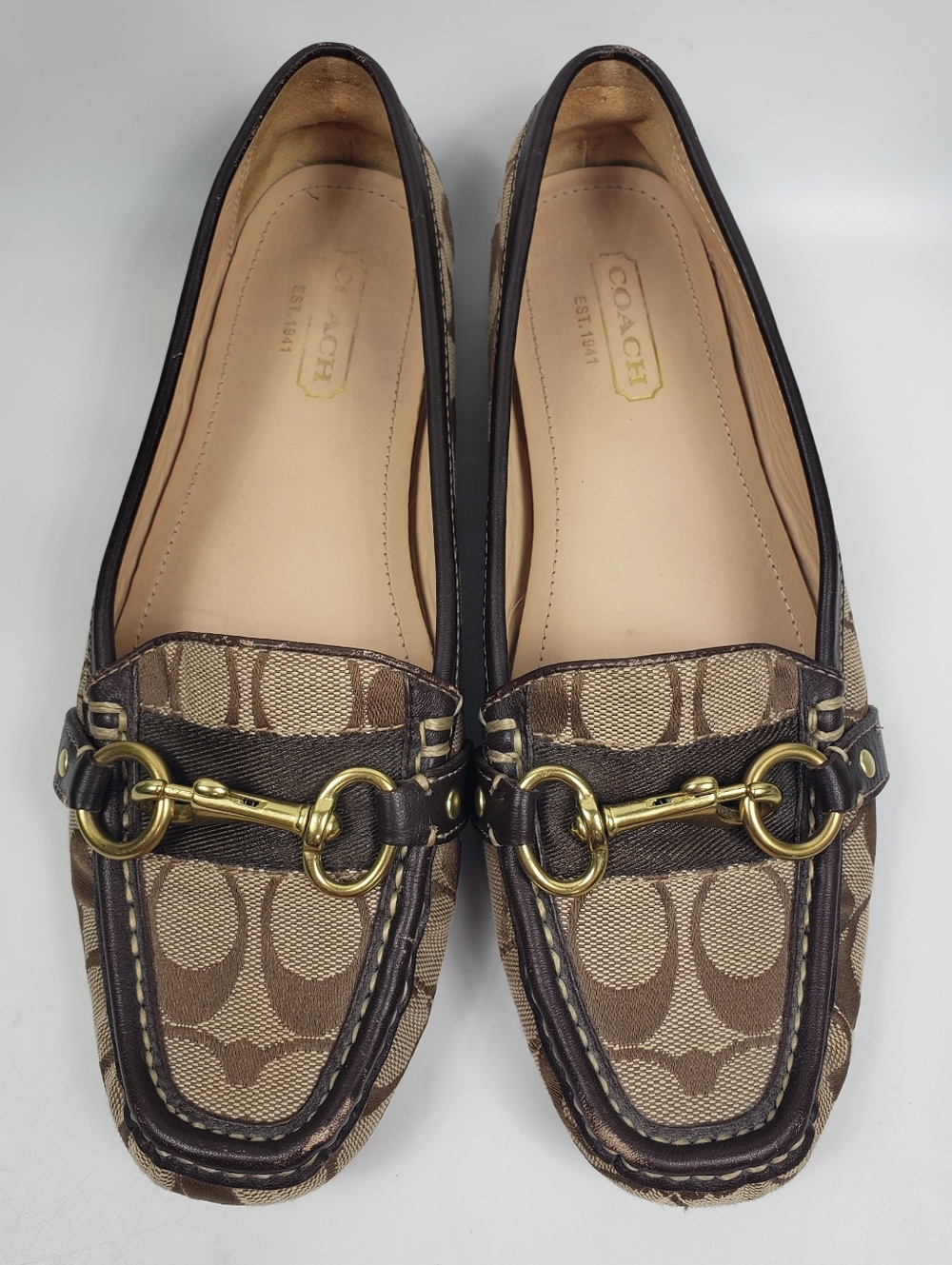 COACH Signature Canvas w/ Horsebit Buckles - Driving Loafers Classic Iconic 8 - Picture 7 of 14